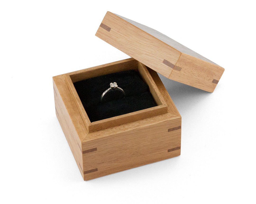 Wooden Proposal Ring Box handcrafted from Blackbutt