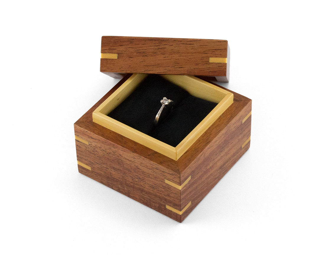 Wooden Proposal Ring Box handcrafted from Tasmanian Blackwood and Huon Pine