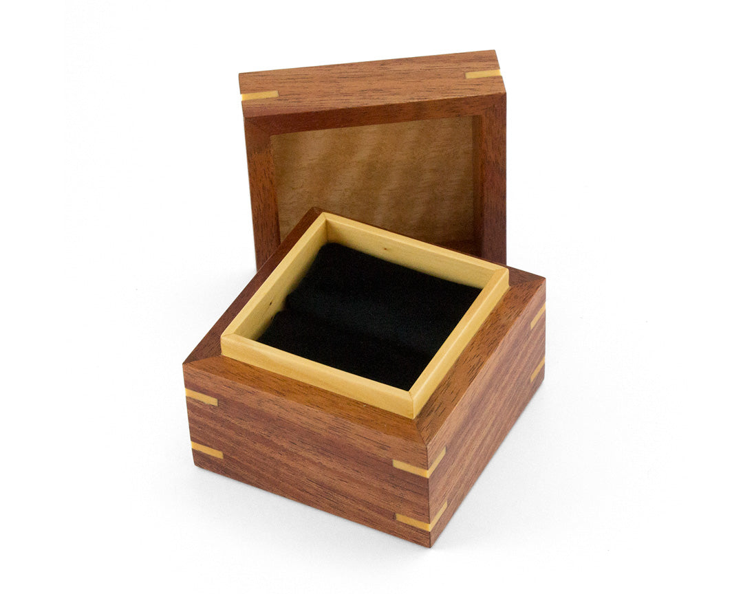 Wooden Proposal Ring Box handcrafted from Tasmanian Blackwood and Huon Pine