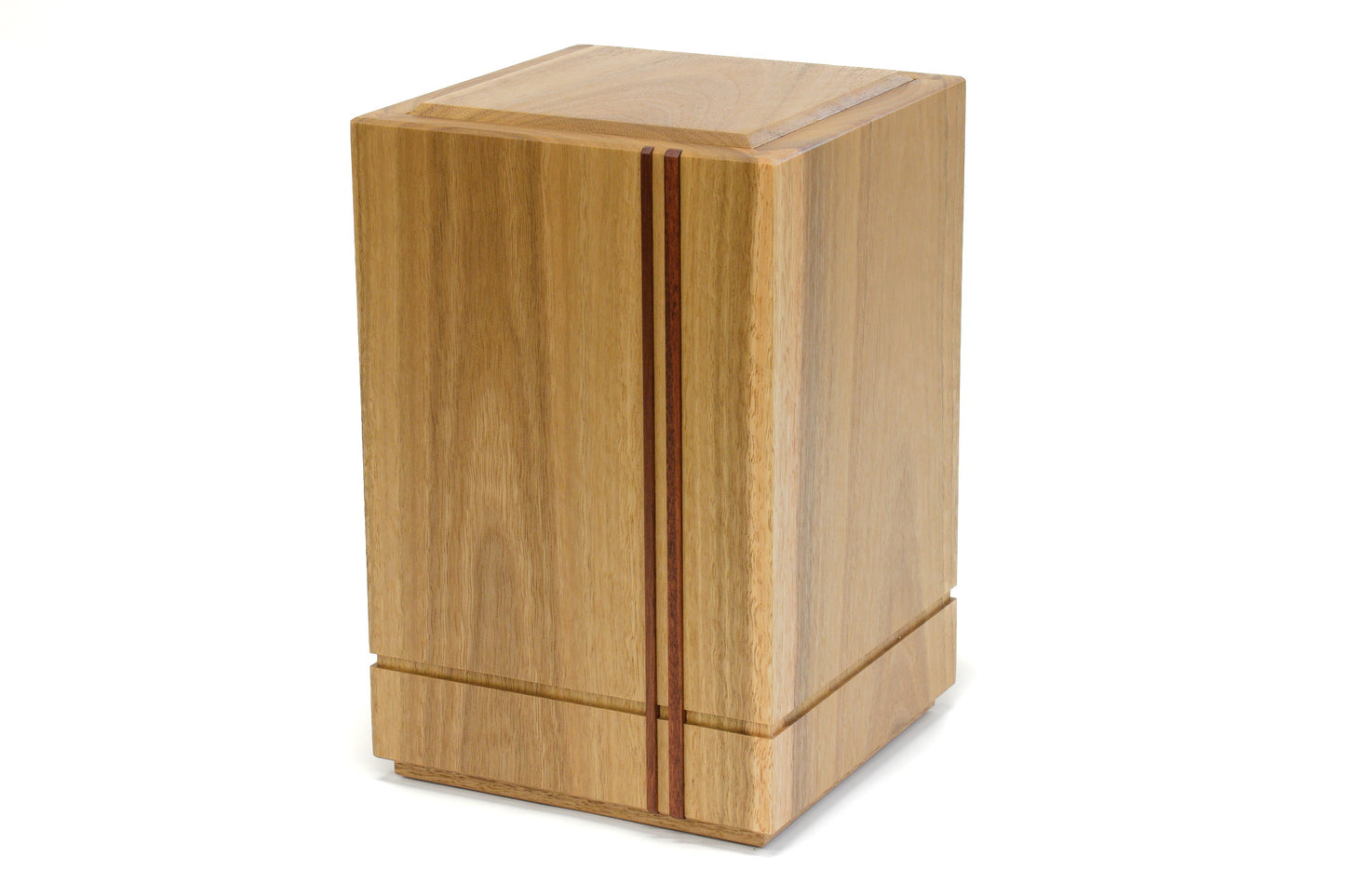 Wooden cremation urn handcrafted from Spotted Gum