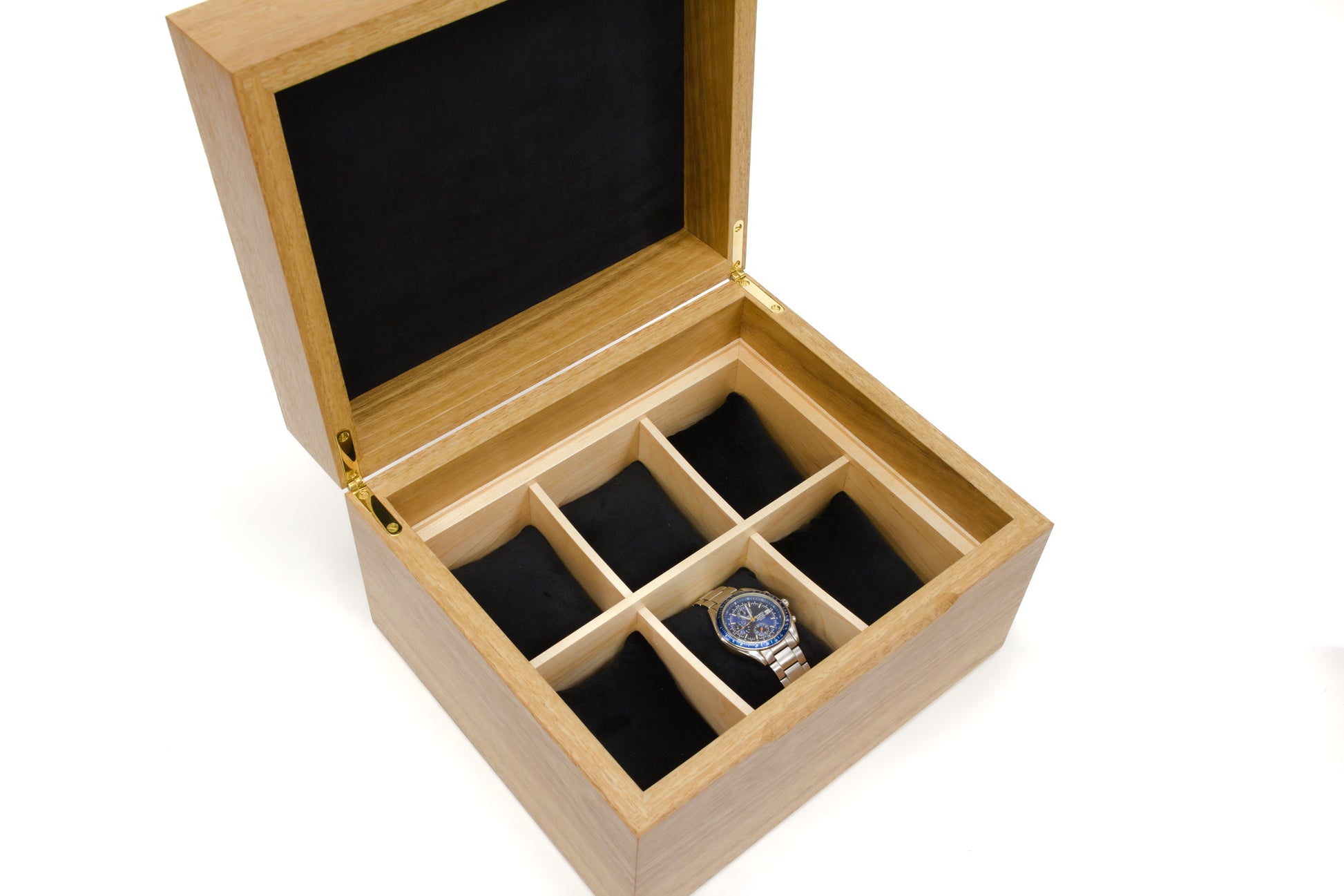 Spotted Gum and Maple Burl 12-partition watch box