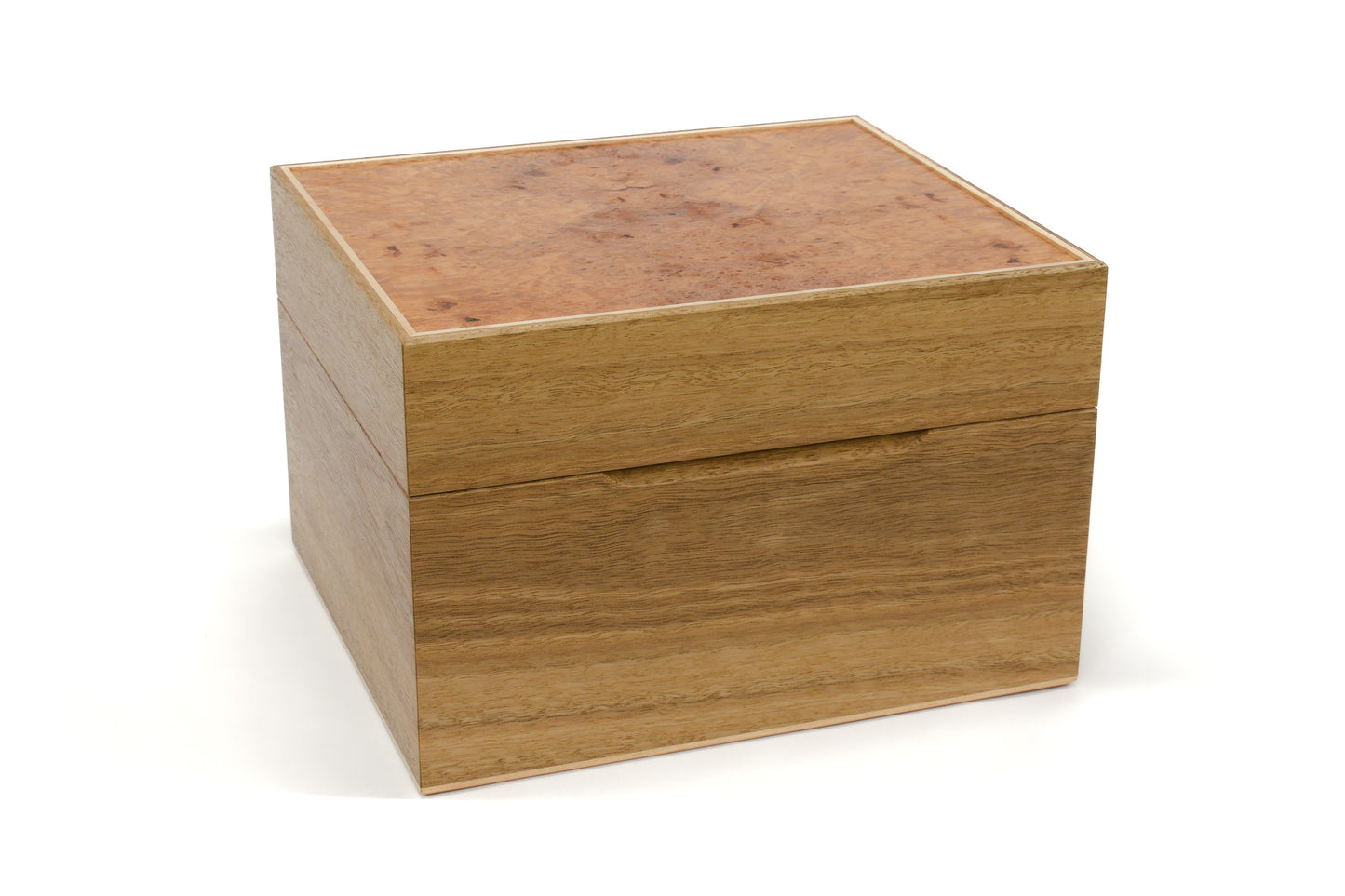 Spotted Gum and Maple Burl 12-partition watch box