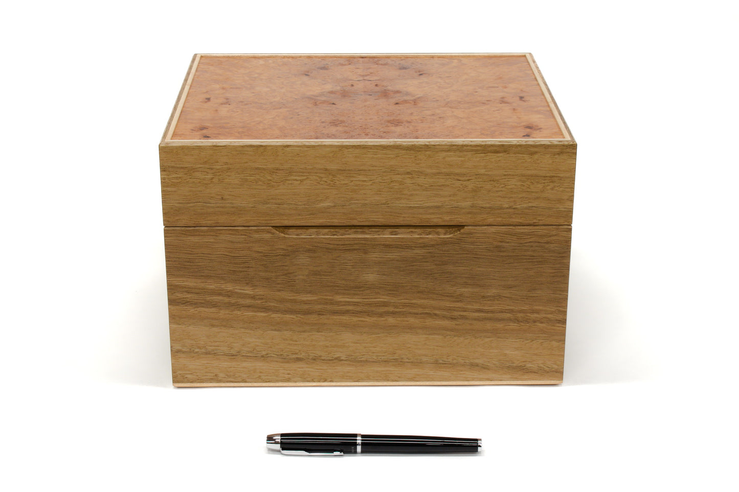 Spotted Gum and Maple Burl 12-partition watch box