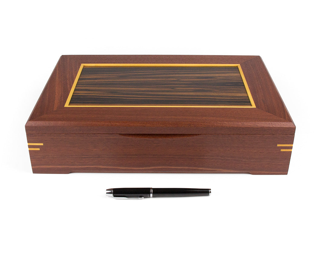 Wooden Document Box handcrafted from Jarrah & Macassar Ebony veneer