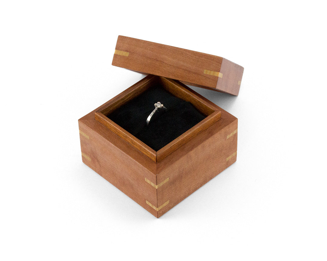 Wooden Proposal Ring Box handcrafted from Myrtle and Blackwood