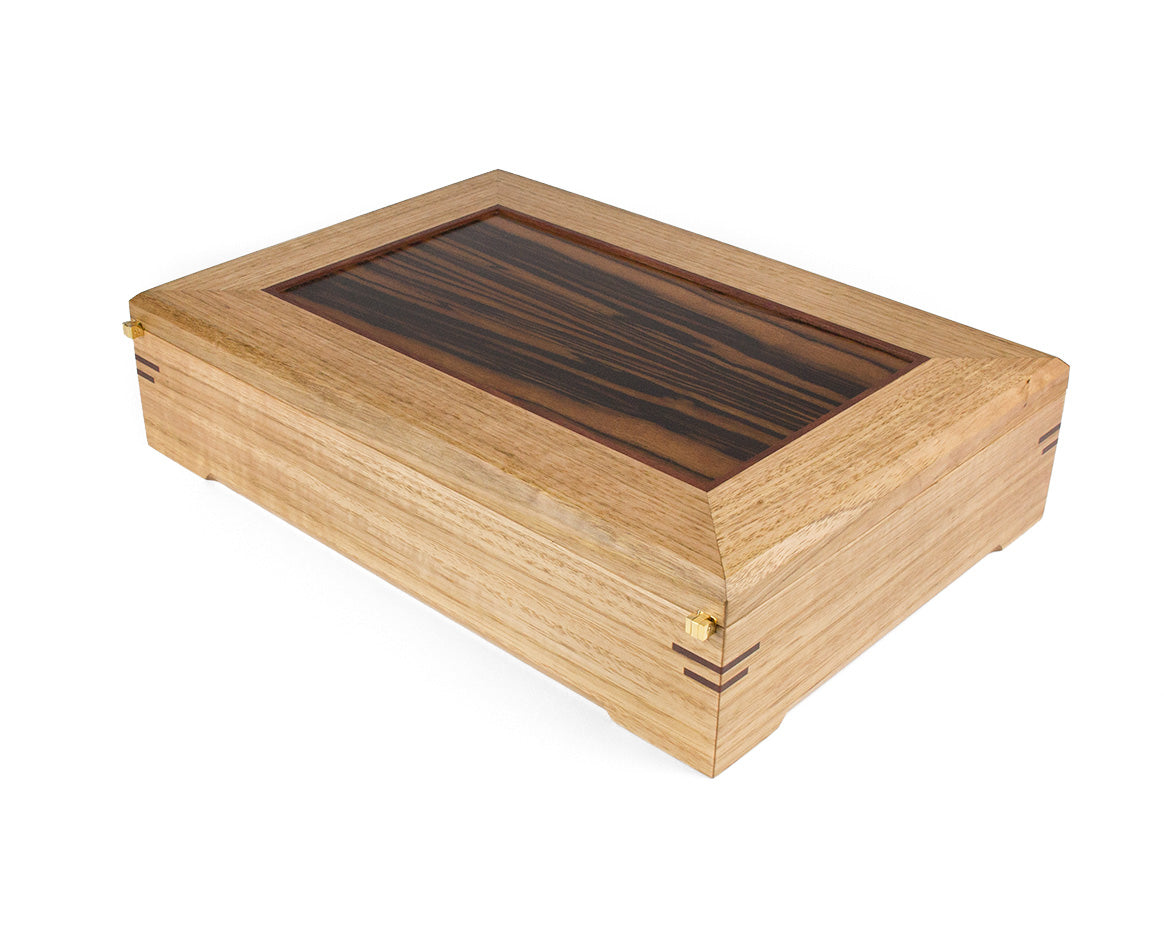 Wooden Document Box handcrafted from Tasmanian Oak & Macassar Ebony veneer
