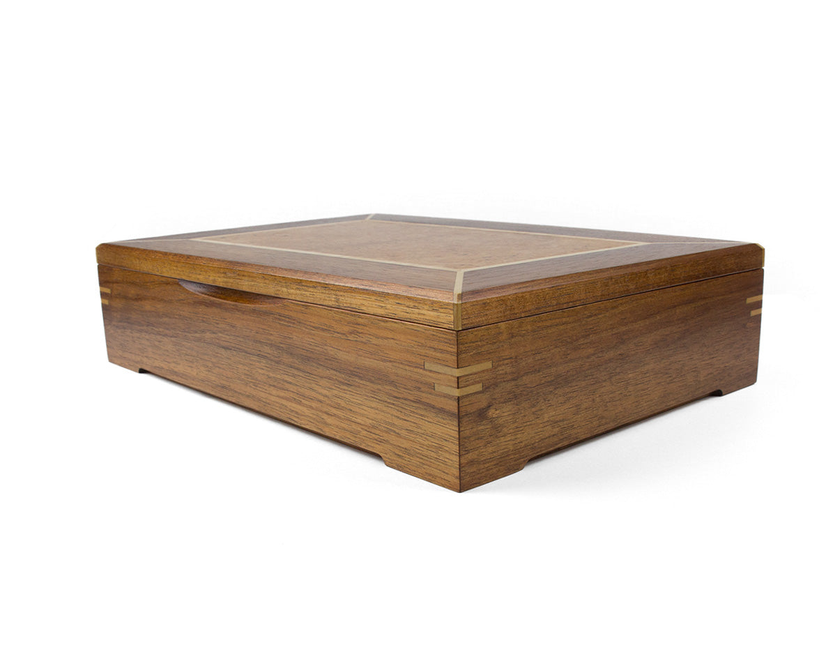 Wooden Document Box handcrafted from Tasmanian Blackwood & Maple Burl veneer