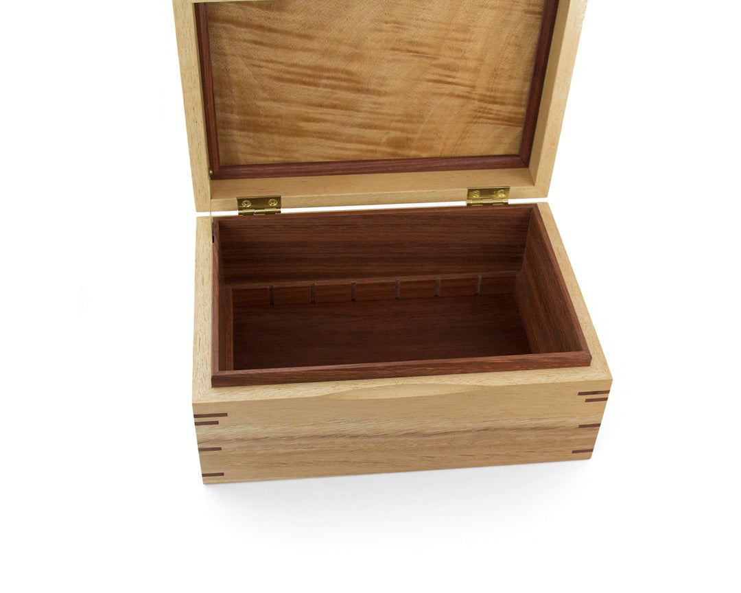 Wooden Jewellery Box with two trays handcrafted from Blackbutt and Jarrah