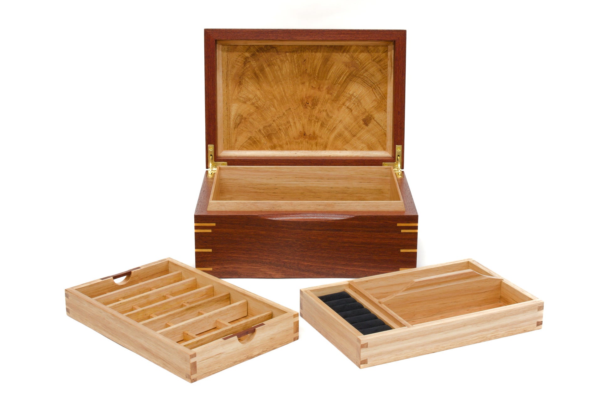 Jarrah Three-Tier Jewellery Box with two trays