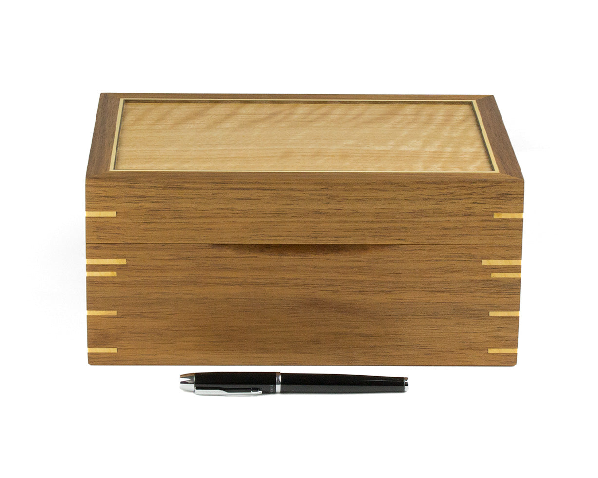 Wooden jewellery box handcrafted from Tasmanian Blackwood and Tasmanian Oak