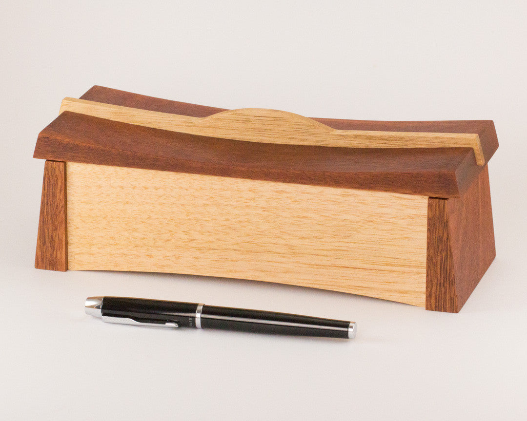 Asian inspired wooden keepsake box handcrafted from Australian Jarrah and Victorian Ash