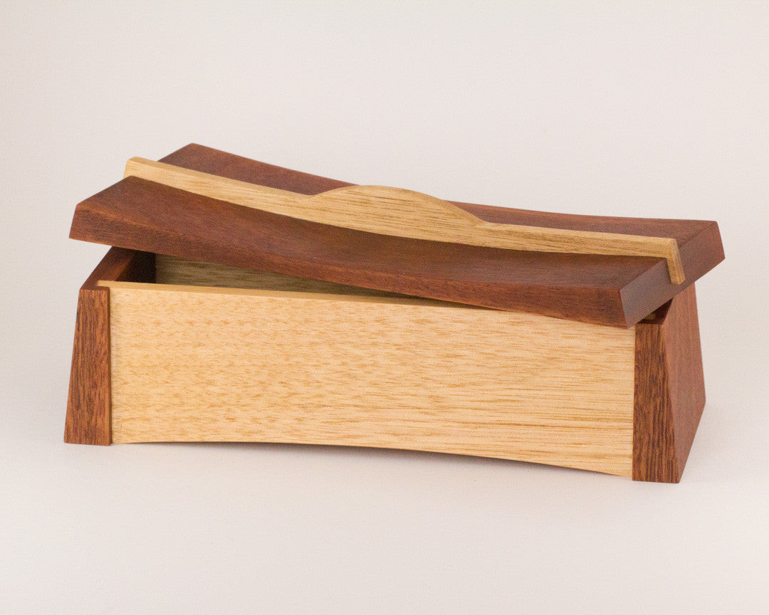 Asian inspired wooden keepsake box handcrafted from Australian Jarrah and Victorian Ash